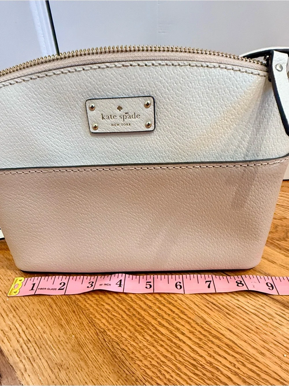kate spade Two-Tone Cream and Blush Leather Crossbody Bag